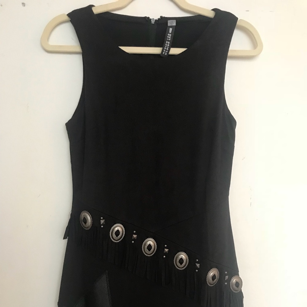 Design Lab Black Suede Fringe Dress